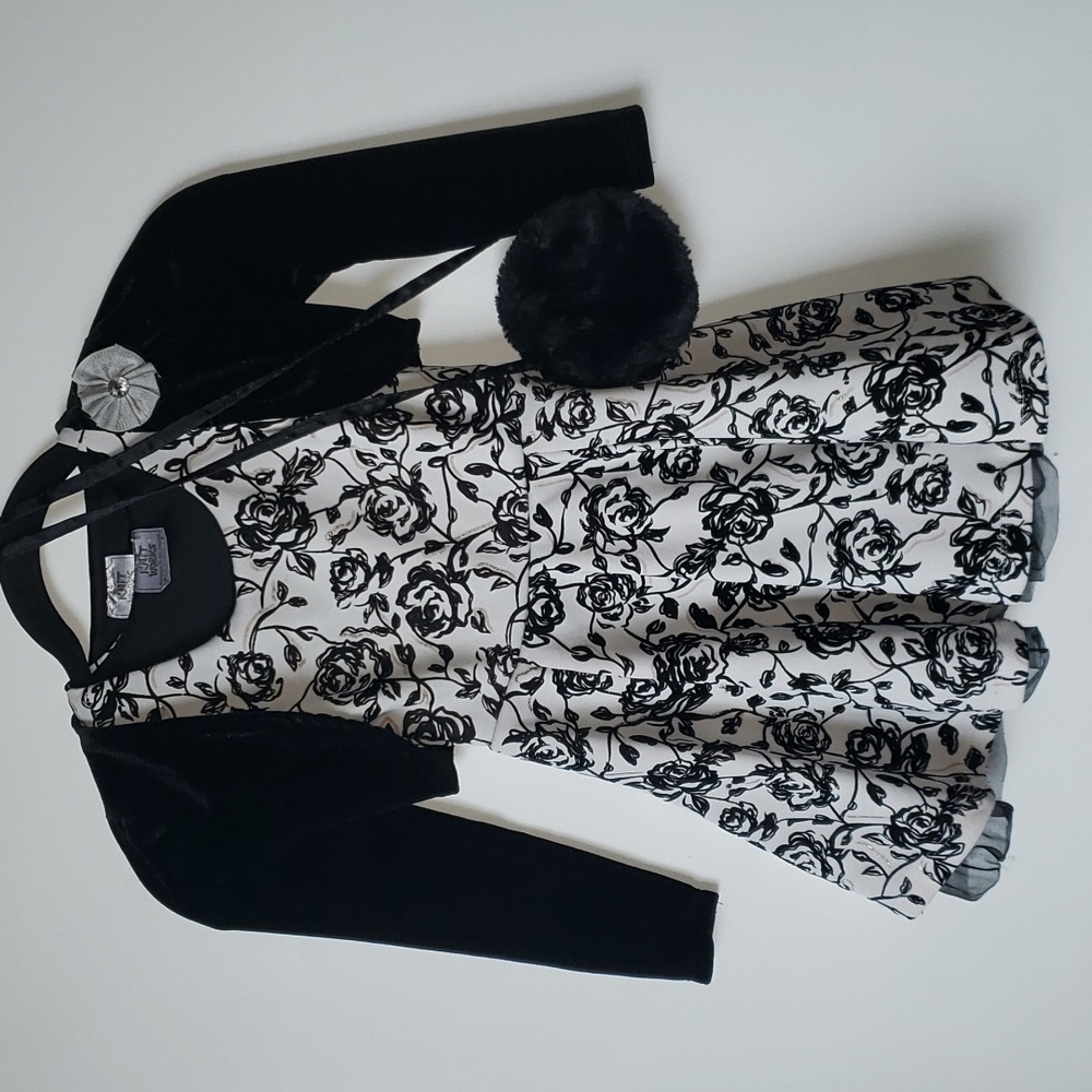 Knit Works girls black and white formal dress.